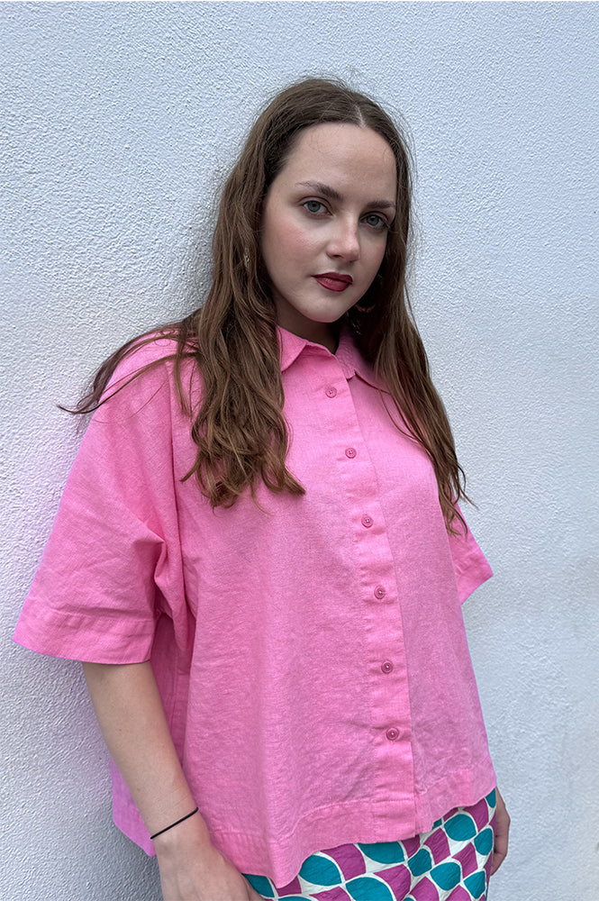 Komodo Kimono Pink Linen Shirt