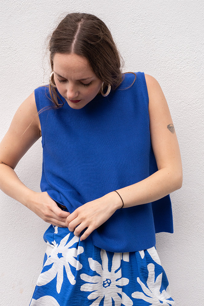 Compania Fantastica Blue Knit Top