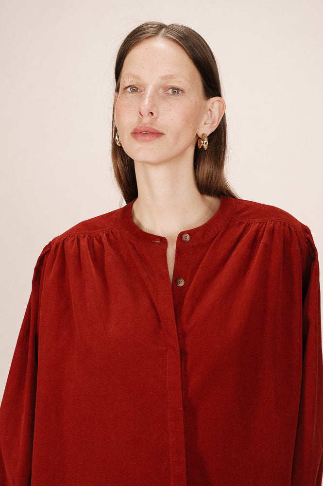 Grace & Mila Suri Terracotta Corduroy Blouse