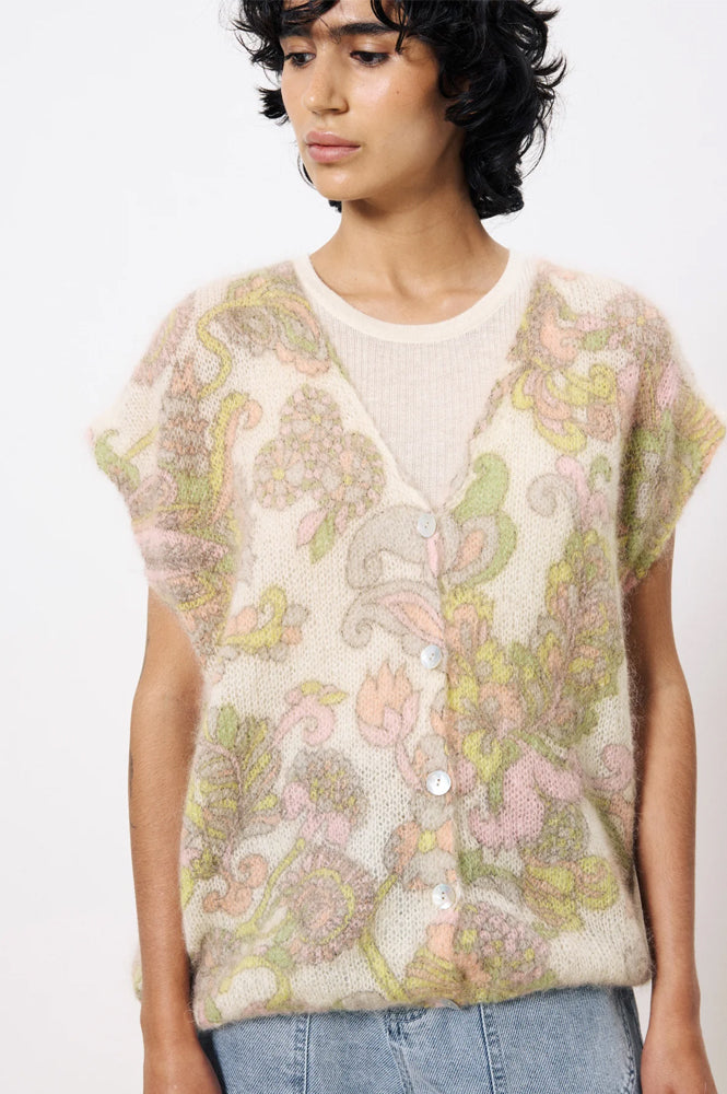 FRNCH Nevy Cashmere Floral Sleeveless Sweater
