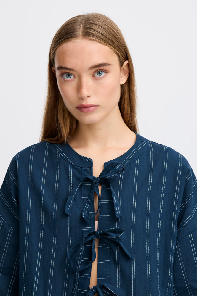 ICHI Dorit Total Eclipse Stripe Blouse
