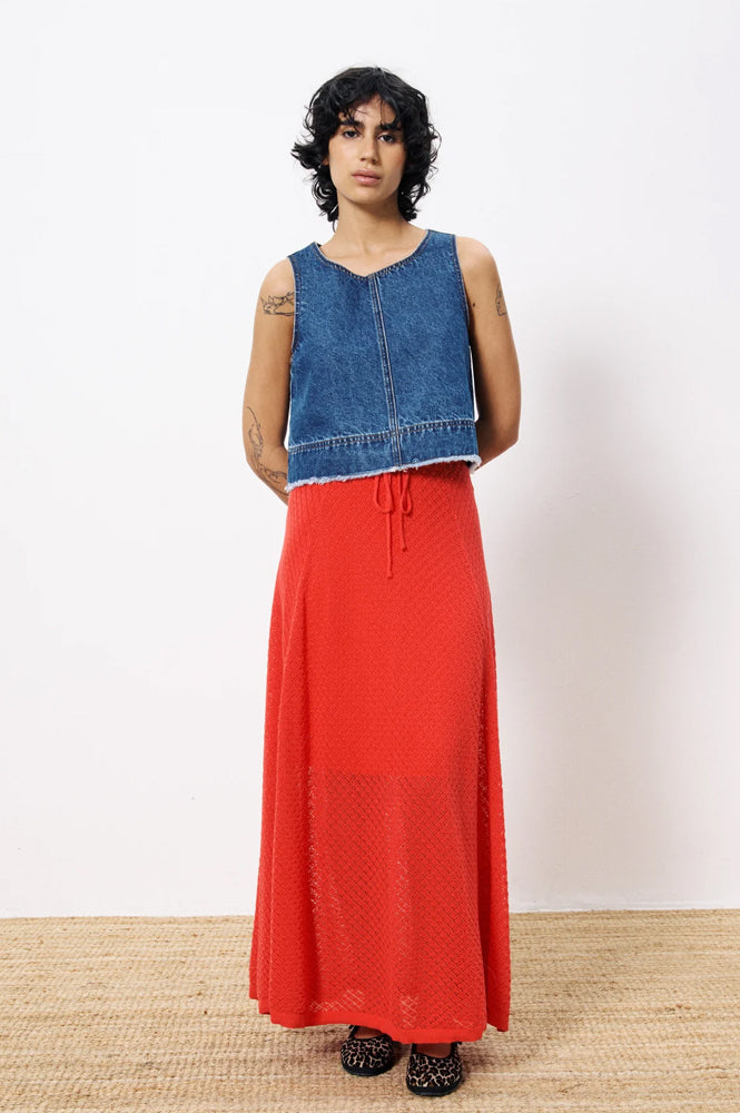 FRNCH Affoue Red Knit Skirt
