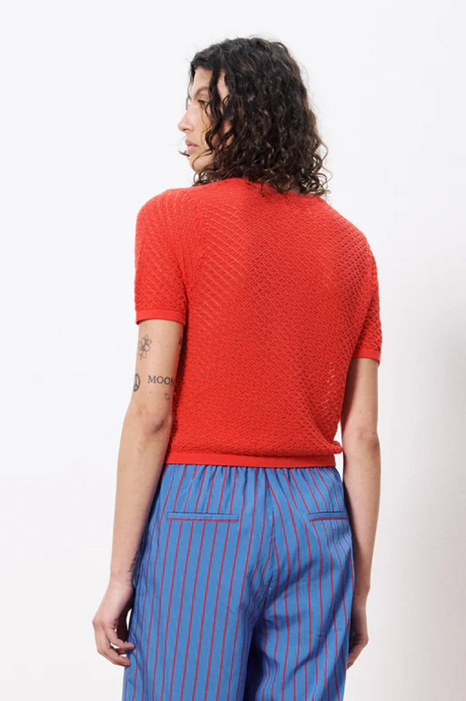 FRNCH Aelis Red Knit Top