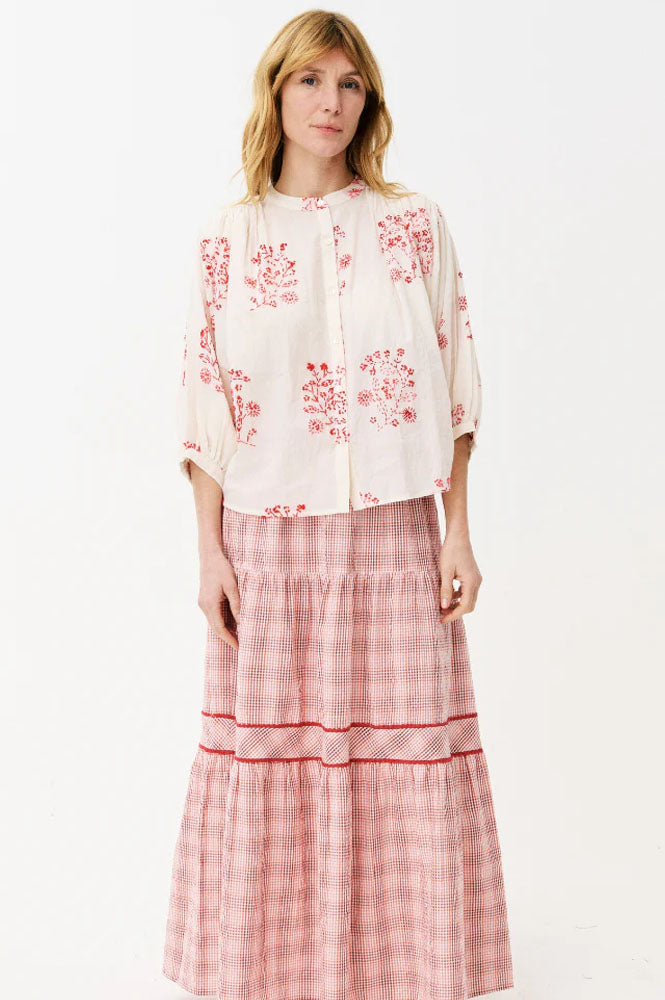 Maison Anana Dalias Red Embroidered Blouse