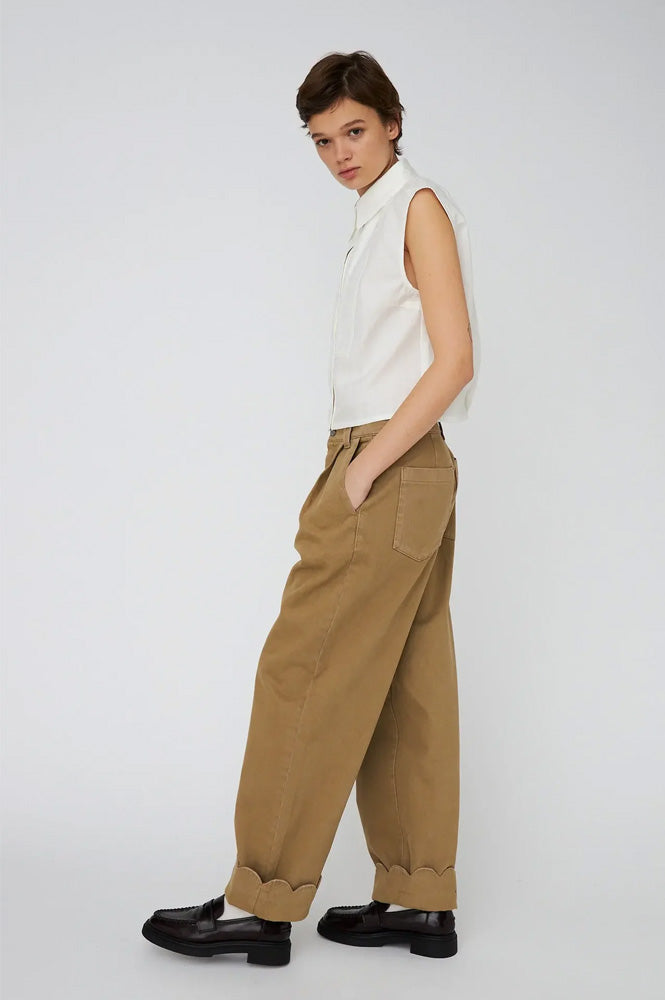 Stella Nova Dark Sand Scalloped Trousers