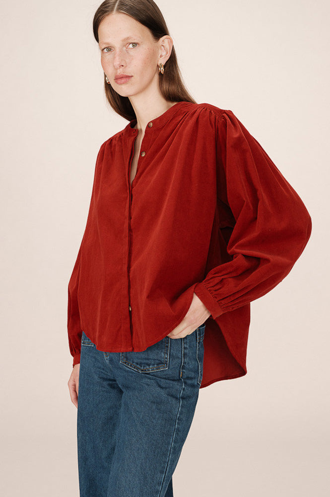 Grace & Mila Suri Terracotta Corduroy Blouse