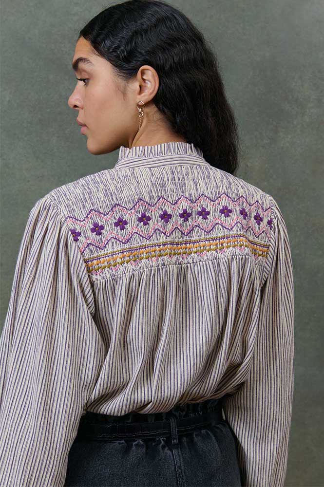 Louise Misha Louise Purple Striped Shirt