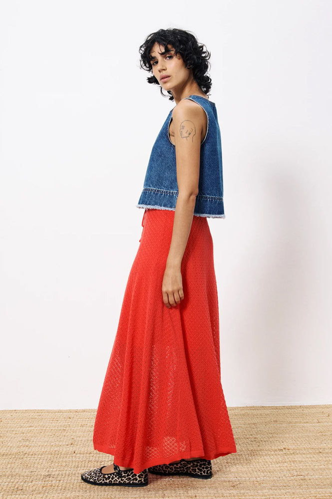 FRNCH Affoue Red Knit Skirt