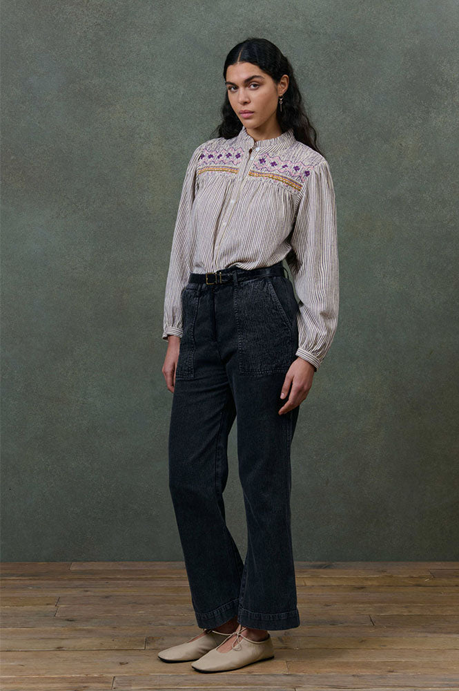 Louise Misha Louise Purple Striped Shirt