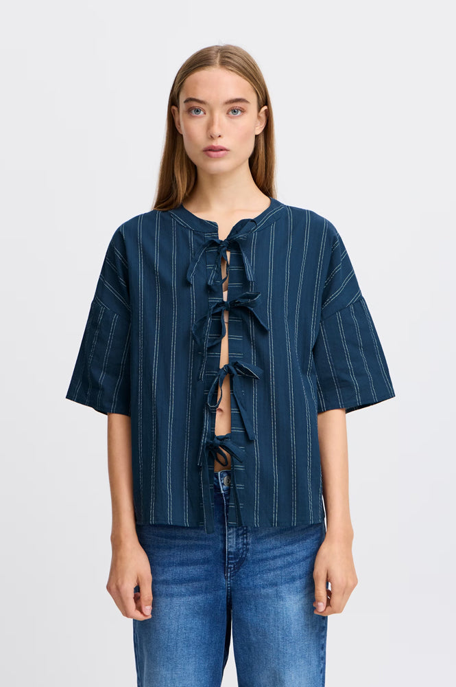 ICHI Dorit Total Eclipse Stripe Blouse