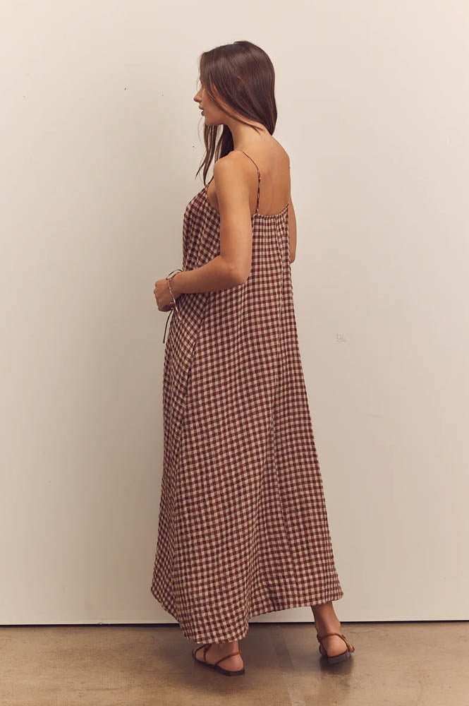 Amente Gingham Shirred Cami Dress