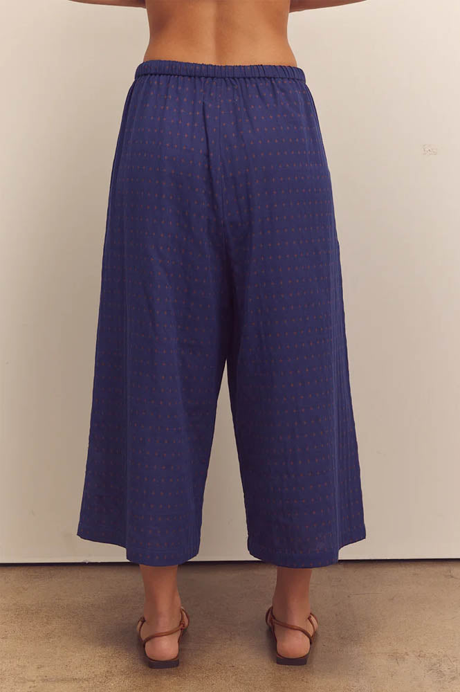 Amente Navy Drawstring Wide Trousers