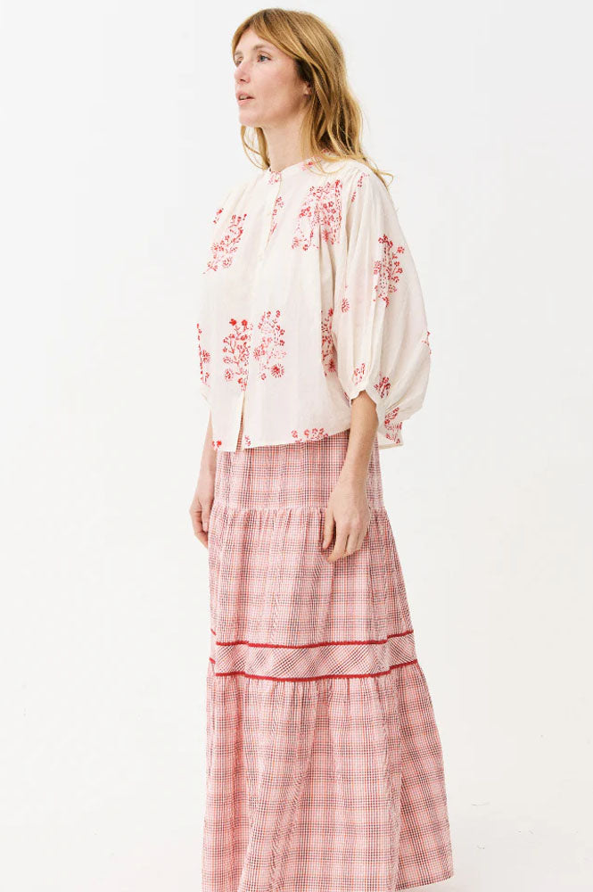 Maison Anana Dalias Red Embroidered Blouse