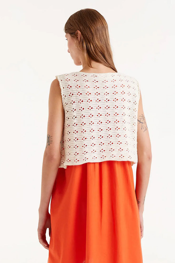 Compania Fantastica Ecru Knit Bow Top