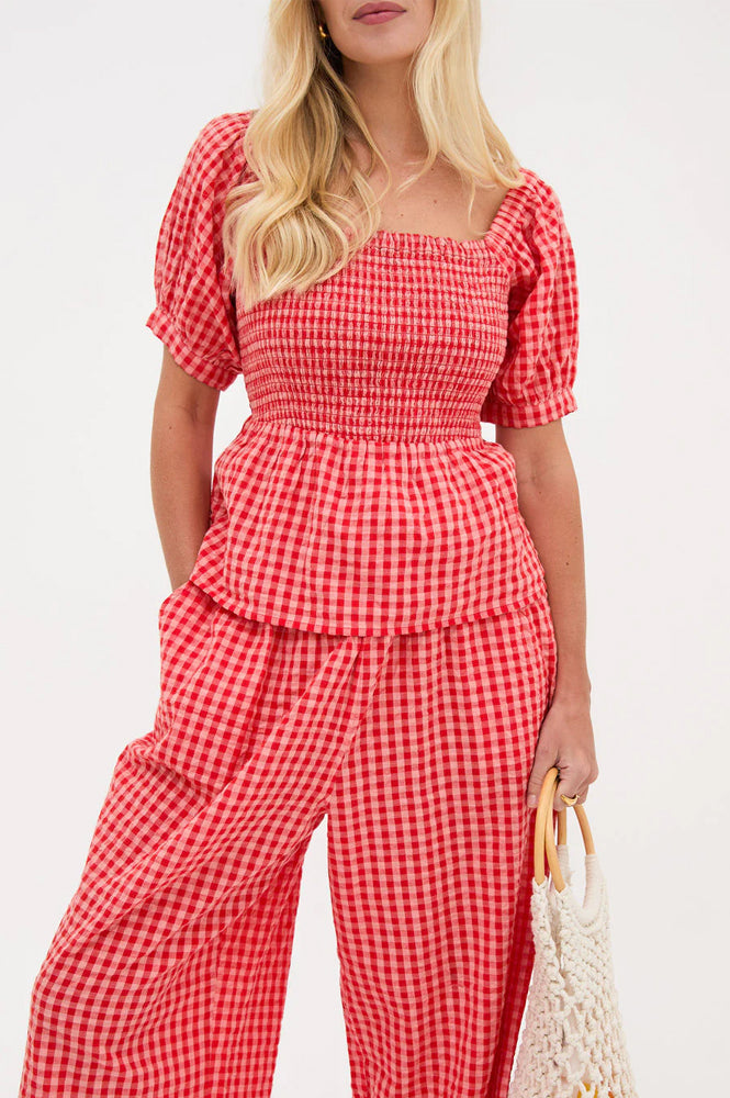 Fika Lea Gingham Ruched Top