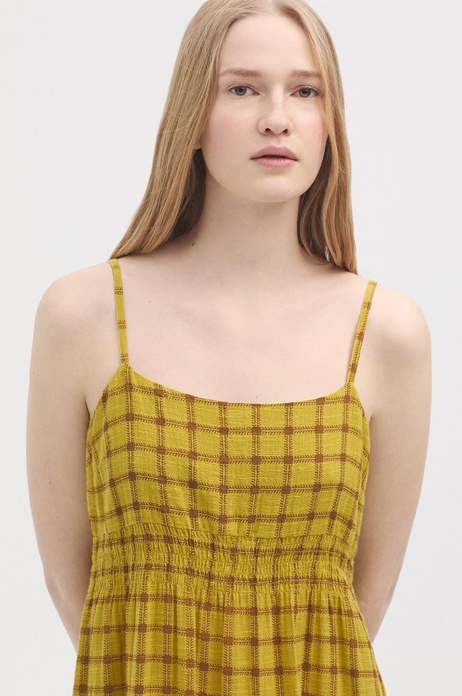Nice Things Garden Check Intense Yellow Dress