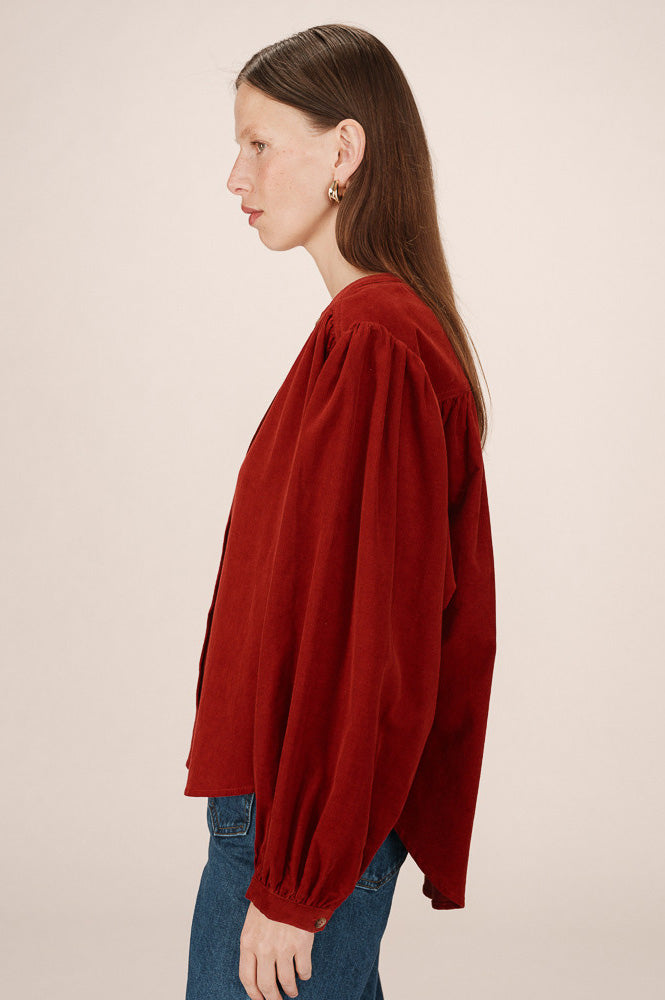 Grace & Mila Suri Terracotta Corduroy Blouse