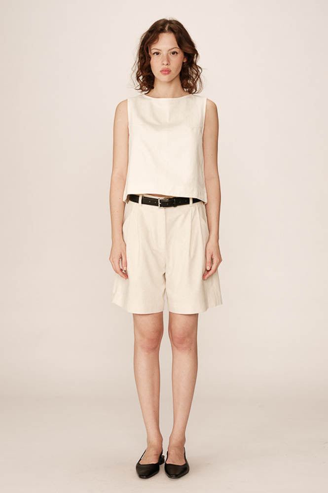 Grace & Mila Pascal Tailored Ecru Bermuda Shorts