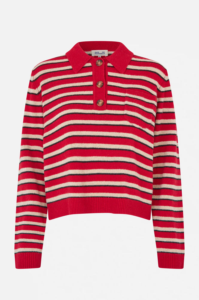 Baum Und Pferdgarten Cori Crimson Red Stripe Knit Jumper