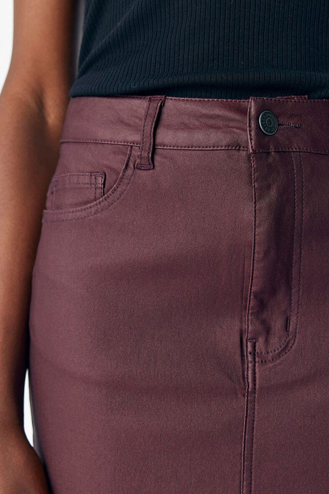 Object Naya Mauve Wine Coated Midi Skirt
