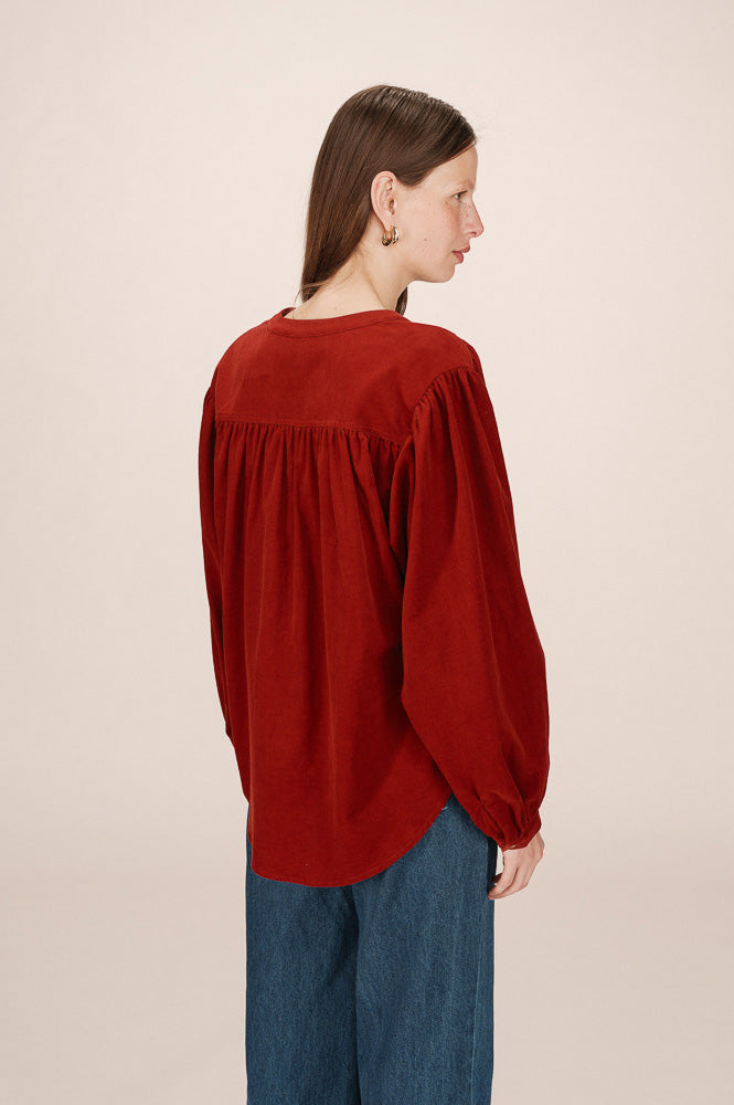 Grace & Mila Suri Terracotta Corduroy Blouse
