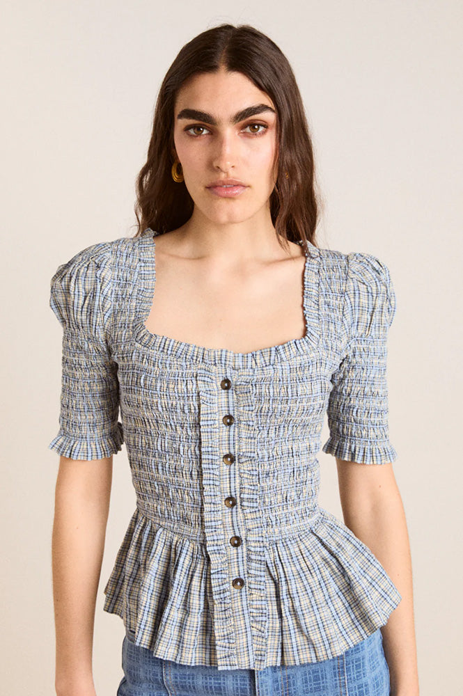 Damson Madder Mansi Shirred Cloudy Blouse