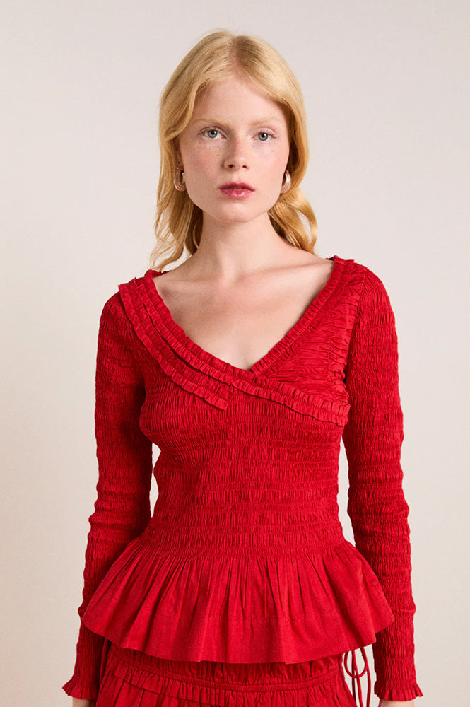 Damson Madder Suri Red Satin Blouse