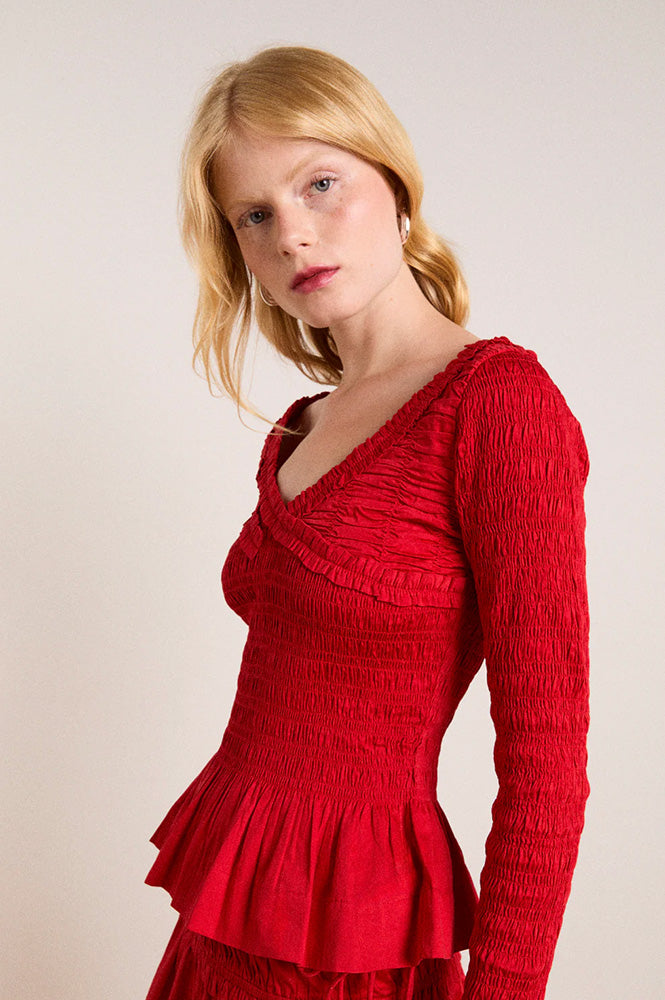 Damson Madder Suri Red Satin Blouse