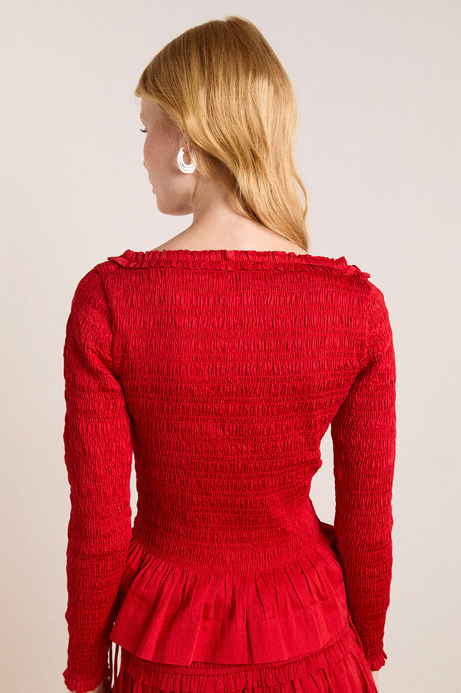Damson Madder Suri Red Satin Blouse