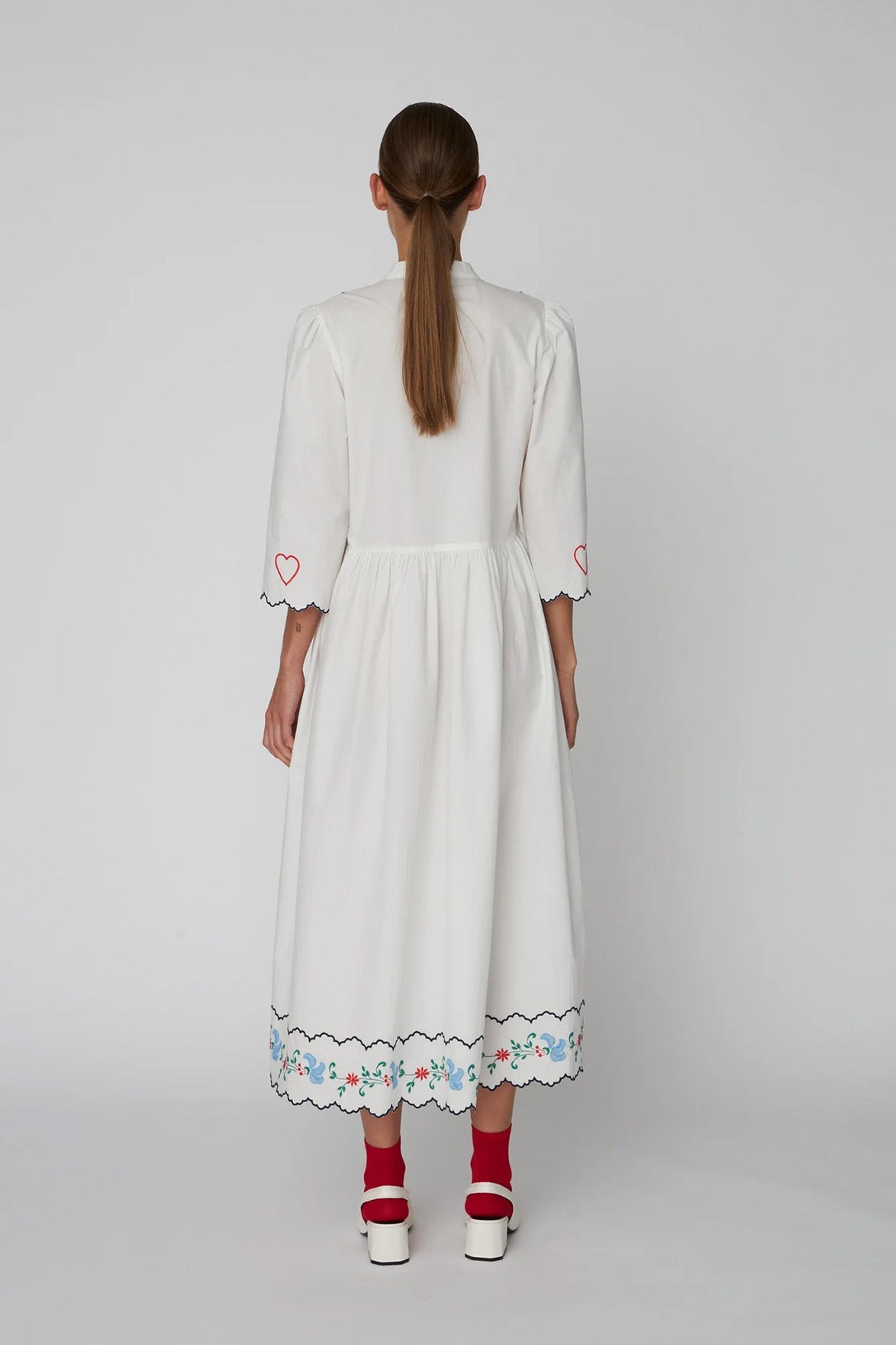 Stella Nova Heart Embroidered White Dress