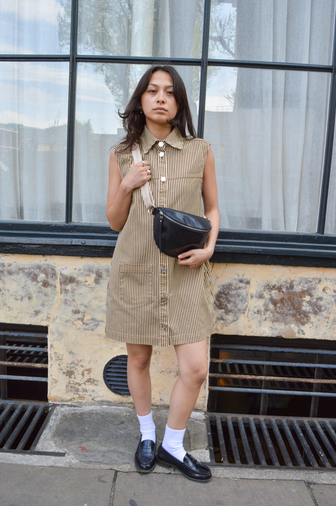 Stella Nova Striped Brown Denim Dress