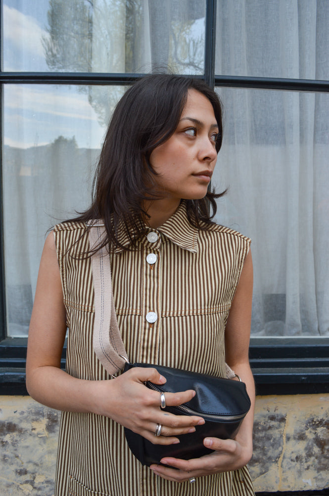 Stella Nova Striped Brown Denim Dress
