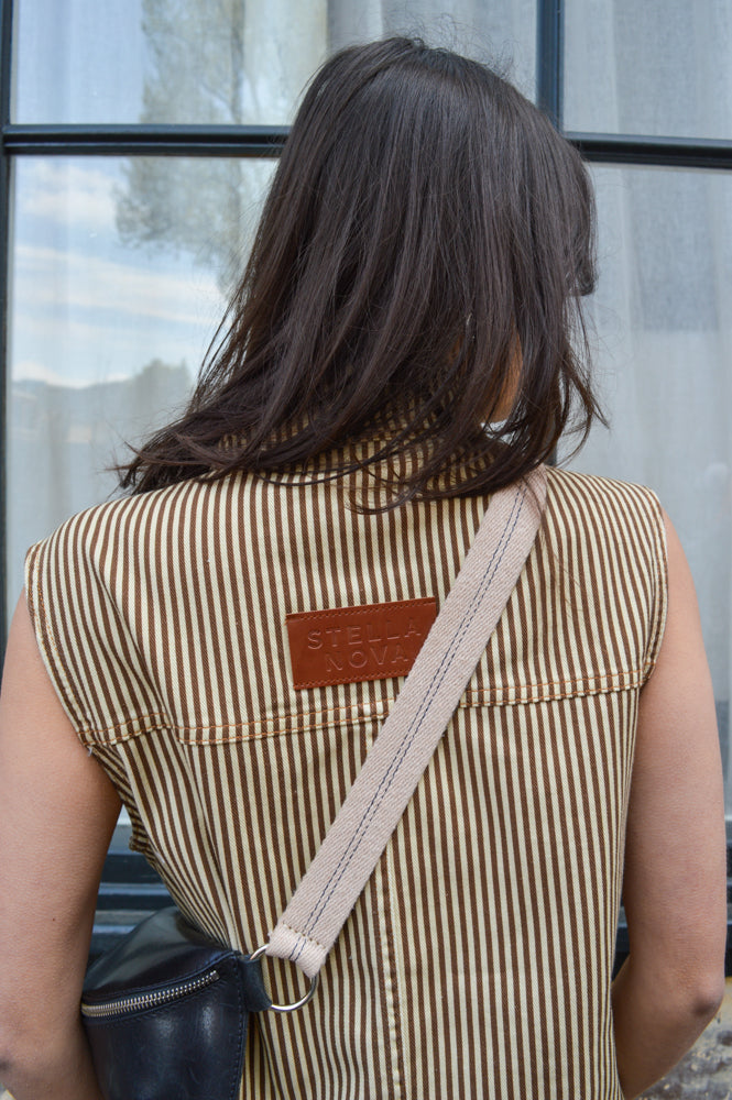 Stella Nova Striped Brown Denim Dress