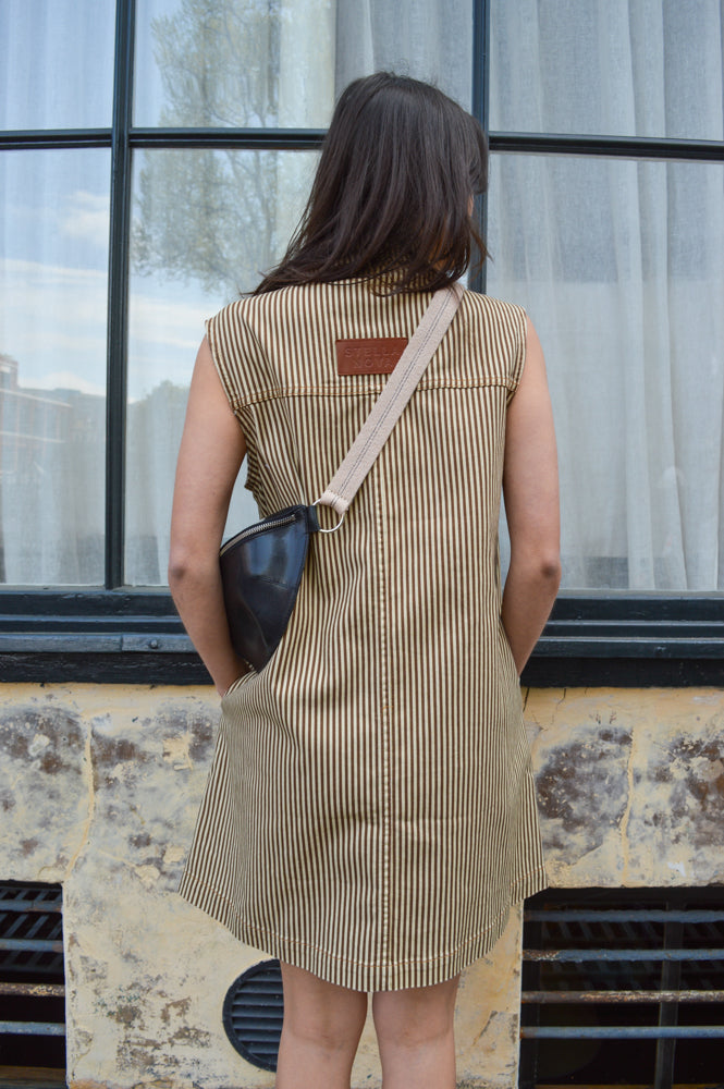 Stella Nova Striped Brown Denim Dress