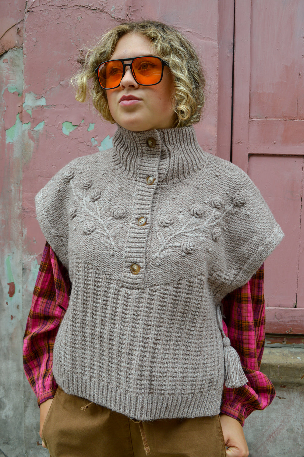 Louise Misha Knitted Song Ficelle Poncho