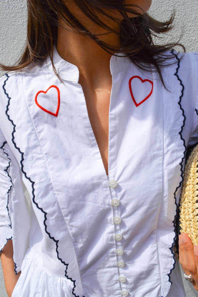 Stella Nova Heart Embroidered White Dress