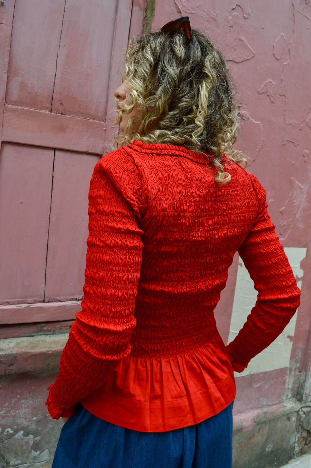 Damson Madder Suri Red Satin Blouse