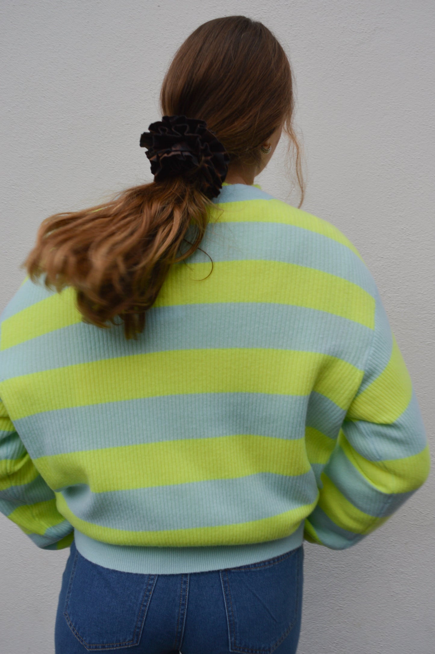 American Vintage Raxow Neon Yellow Crystal Striped Cardigan