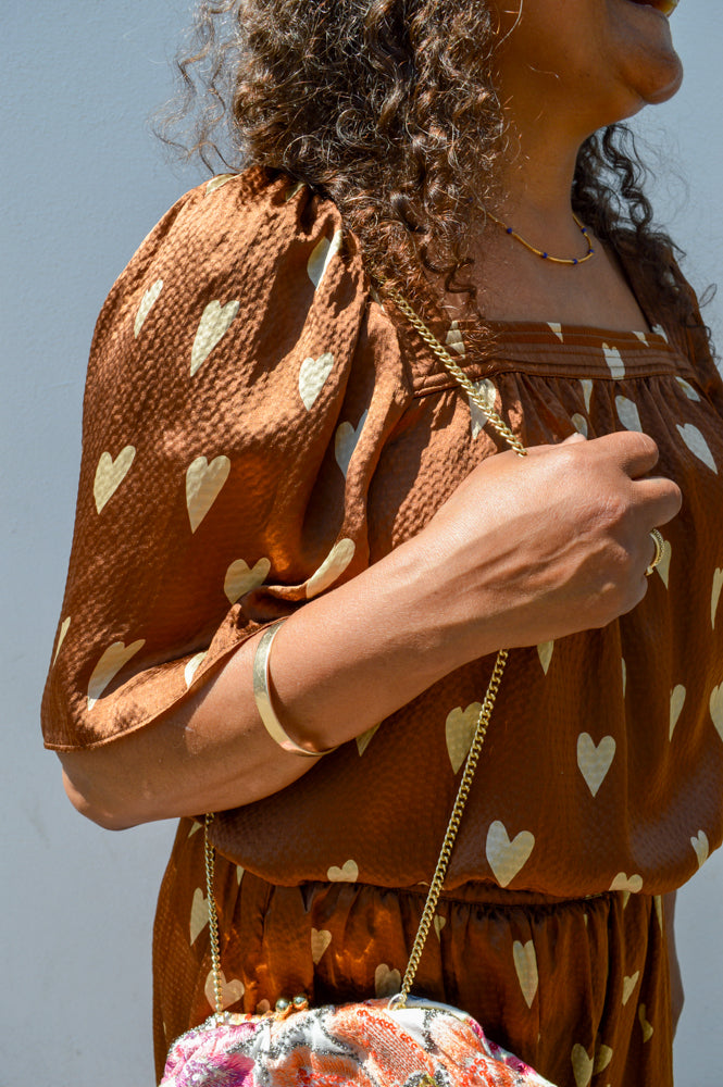 Stella Nova Heart Print Silk Top