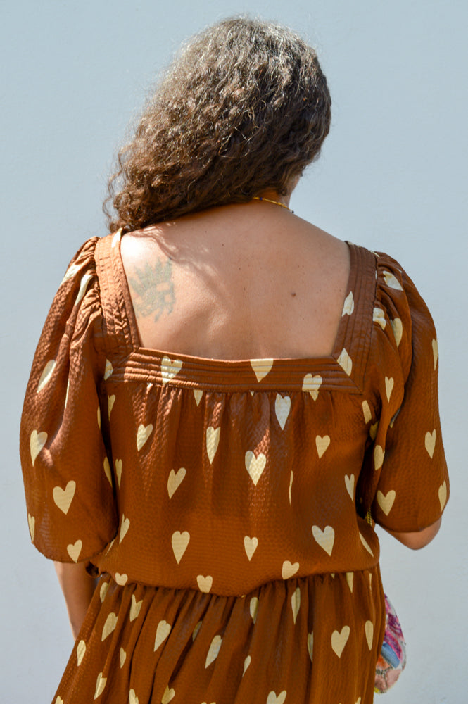 Stella Nova Heart Print Silk Top