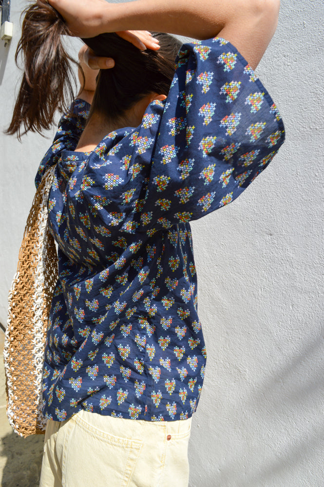 Stella Nova Delicate Printed Navy Heart Shirt