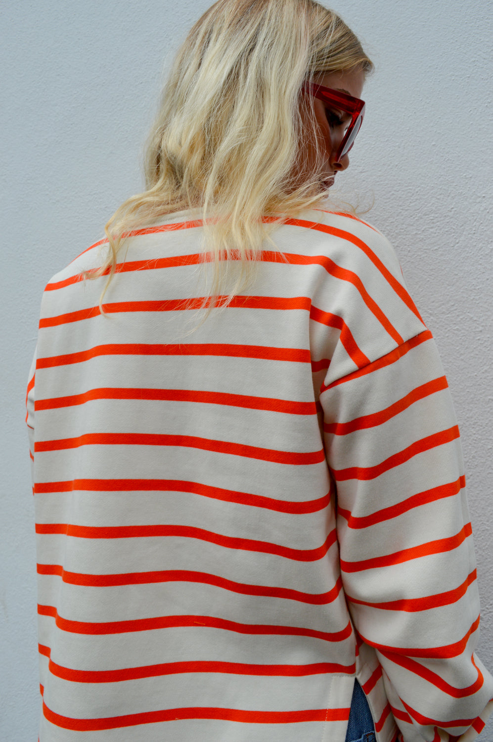ICHI Maggie Orange Stripe Sweatshirt
