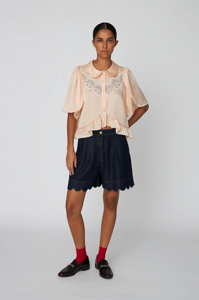 Stella Nova Delicate Pale Pink Lace Shirt