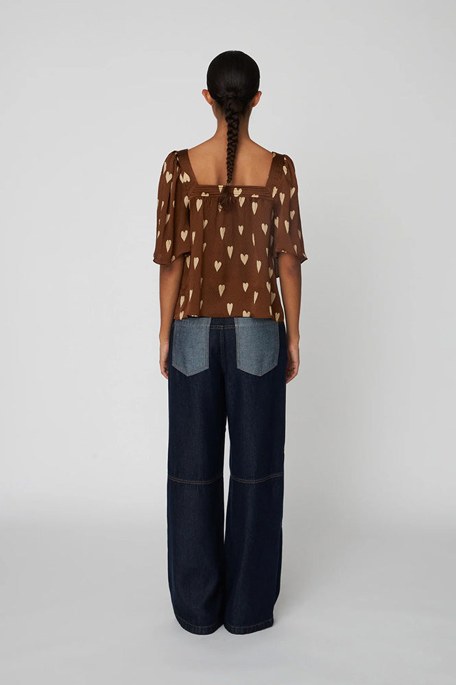 Stella Nova Heart Print Silk Top