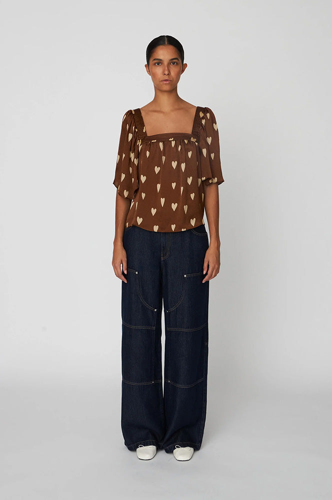 Stella Nova Heart Print Silk Top