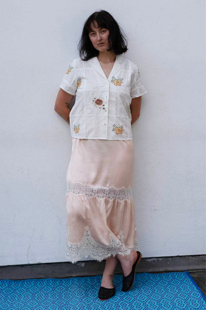 Indi & Cold White Cross-Stitch Patch Shirt