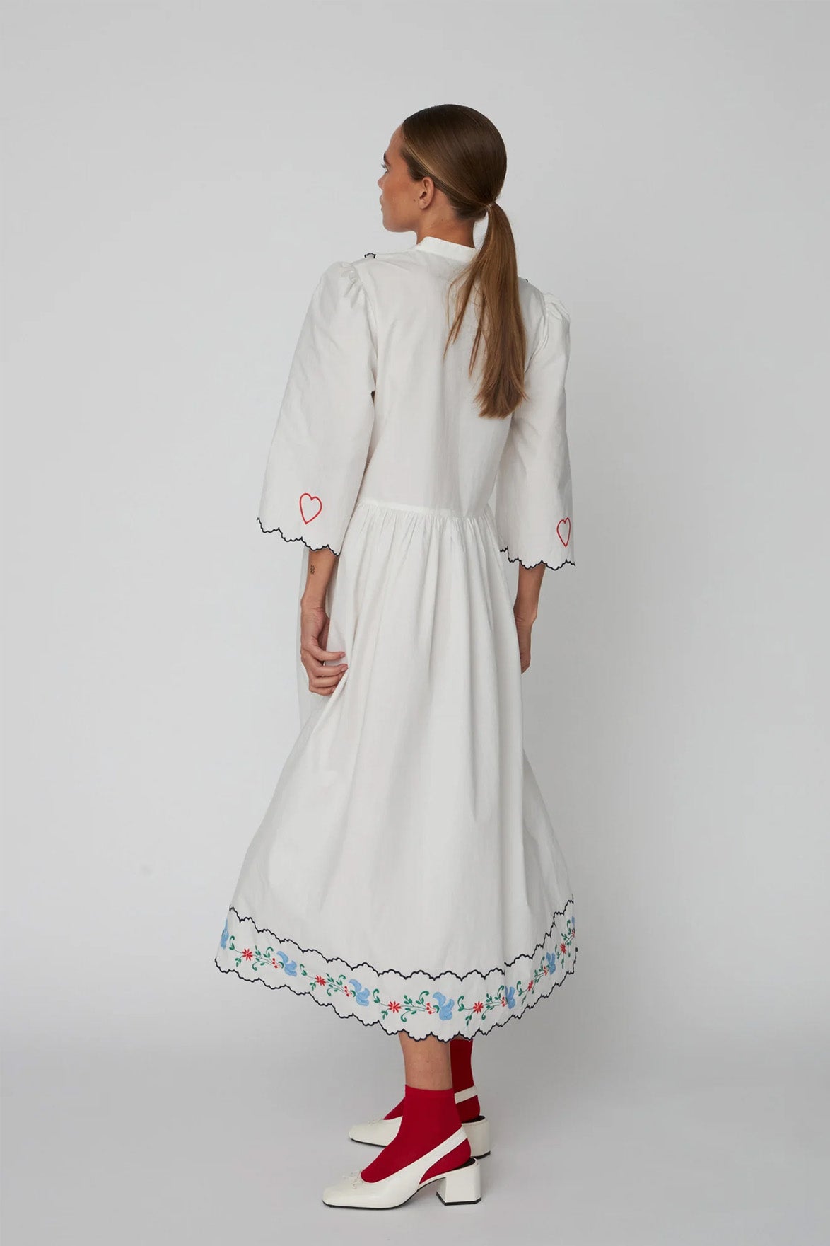 Stella Nova Heart Embroidered White Dress