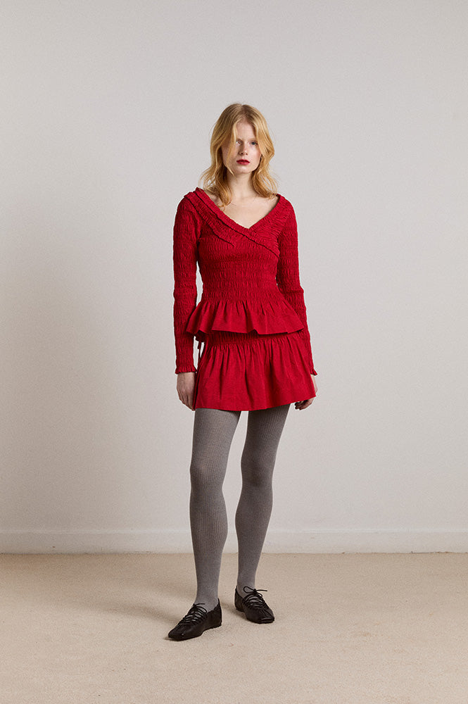Damson Madder Suri Red Satin Blouse