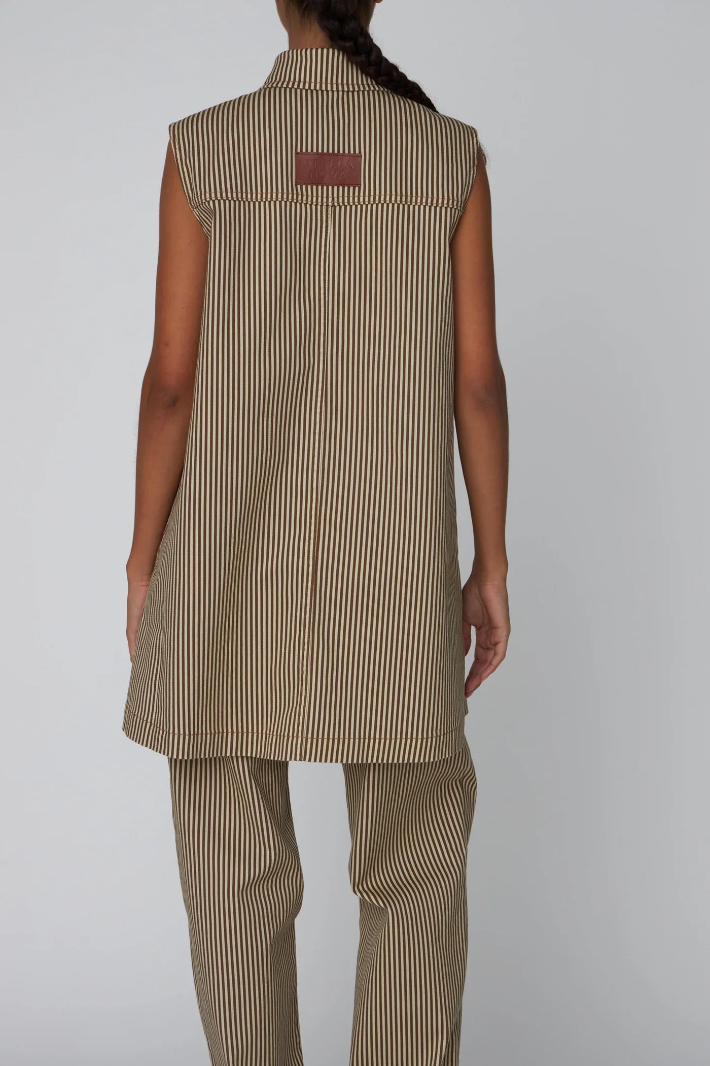 Stella Nova Striped Brown Denim Dress