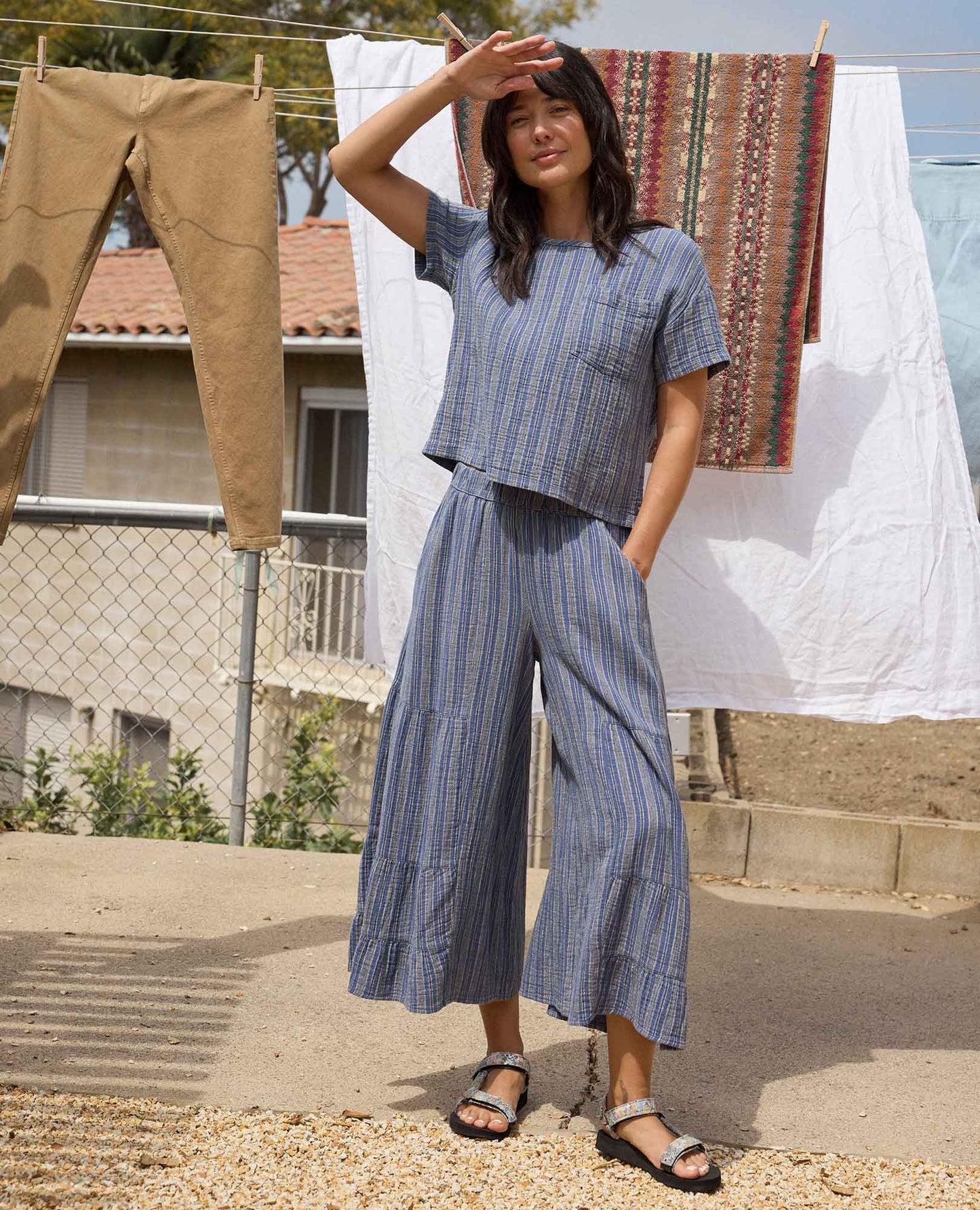 Tate Double Weave Palazzo Pant
